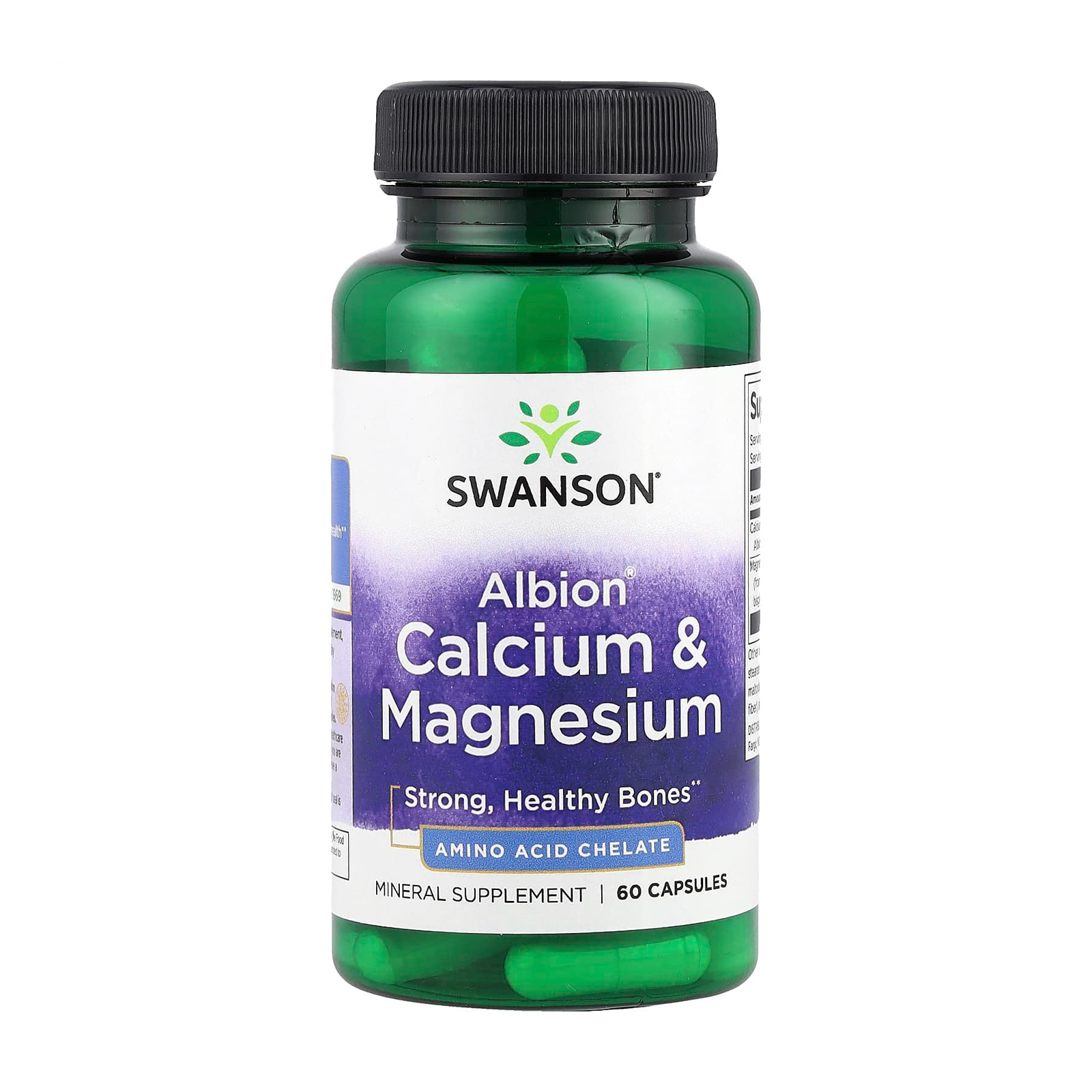 Хелатований кальцій та магній Swanson Chelated Calcium &amp; Magnesium, 60 капсул